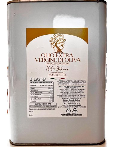 EVO Oil - Martoccia "EVO" Monovarietal Extra Virgin Olive Oil 3 lt. - 1
