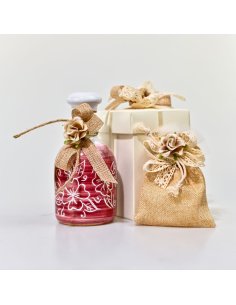 Bomboniera bottiglia di olio evo italiano personalizzabile da 100 ml con  carta copri tappo e fiocco rosso - Mobilia Store Home & Favours
