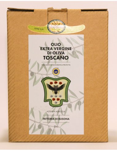 OLIO EVO - Olio Extravergine di Oliva IGP Toscano "Fattoria di BUSONA" 3 lt. 2023-24 Bag-Box - 1