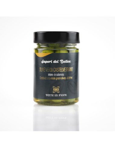 Olive Verdi Nocellara Dolci Castelvetrano intere, in salamoia – 314 ml. - 1